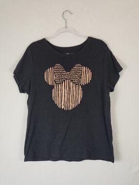 Disney Minnie‎ Mouse Dark Gray Tee w/ Metallic Rose Gold Graphic – Women's XXL